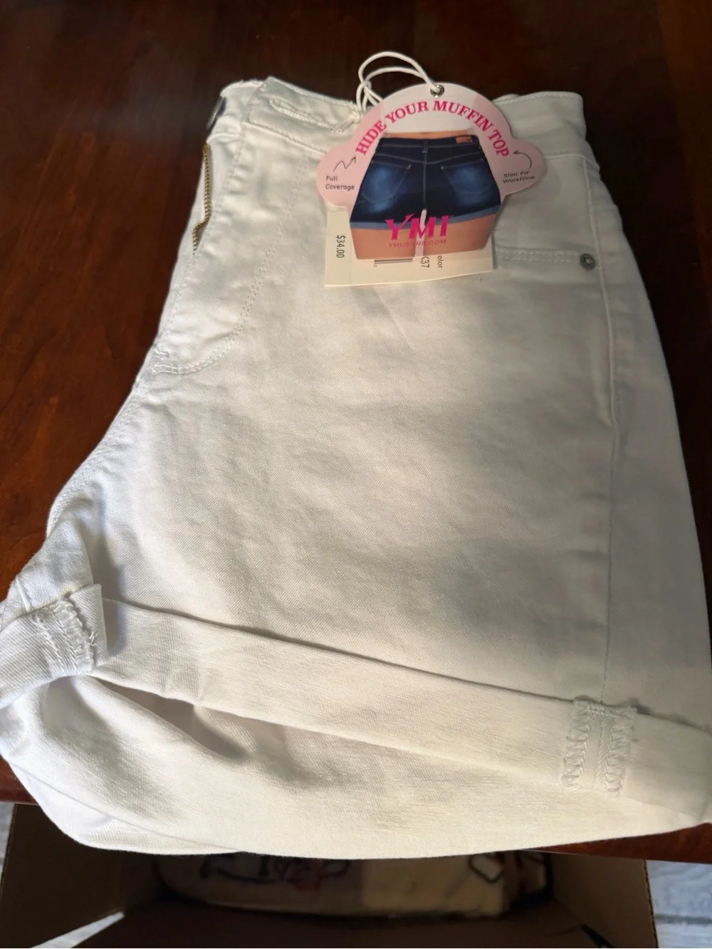 YMI White High-Rise Jean Shorts